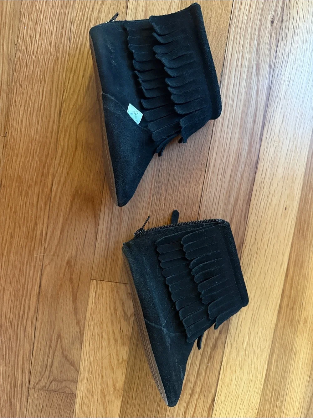 Kids Black Fringe Booties - Brand Unknown